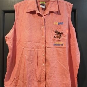 Scooby Doo Orange Womens Sleeveless Button Down